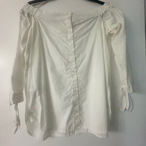 Banana Republic White Puff Sleeve Smocked Blouse